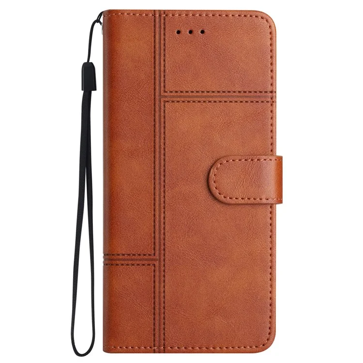 Für Samsung Galaxy A06 Case Line bedrucktes PU-Leder-Wallet-Handyhülle - Braun