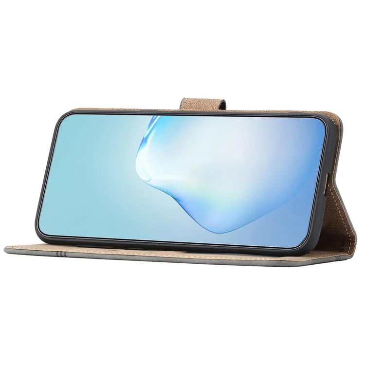 Para Samsung Galaxy A06 Case Flip Leather Líneas de Portada Del Teléfono Retro Impresas - Marrón