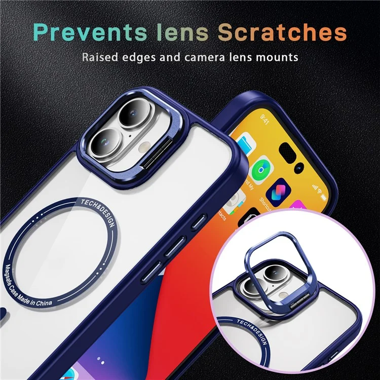 Bulk Purchasing For iPhone 16 Plus Clear Case Kickstand Phone Back Cover Compatible with MagSafe - Dark Purple