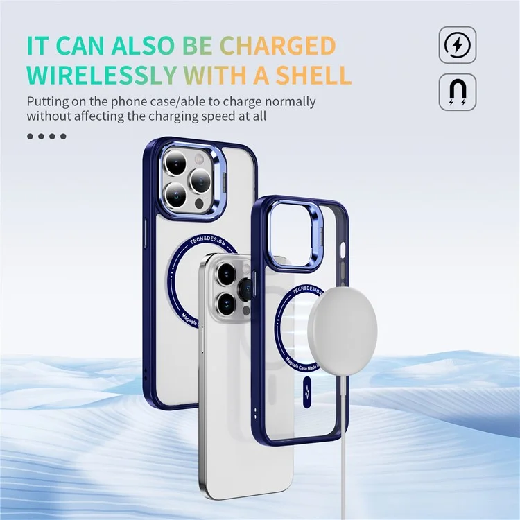 Compra em Massa Para Iphone 16 Pro Max Clear Case Kickstand Teleping Back Compatível Com MagSafe - Safira