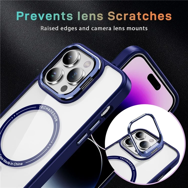 Compra em Massa Para Iphone 16 Pro Max Clear Case Kickstand Teleping Back Compatível Com MagSafe - Safira