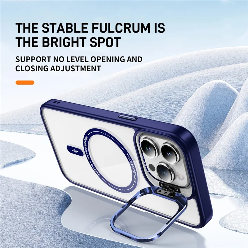 Compra em Massa Para Iphone 16 Pro Clear Case Kickstand Phone Back Capa Compatível Com MagSafe - Safira
