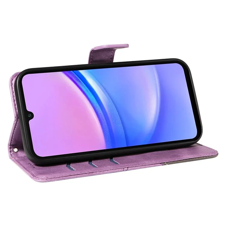 Per Samsung Galaxy A16 5G / A16 4G Custodia in Pelle Linea Geometrica Portafoglio Cover per Telefono con Cinturino da Polso - Viola
