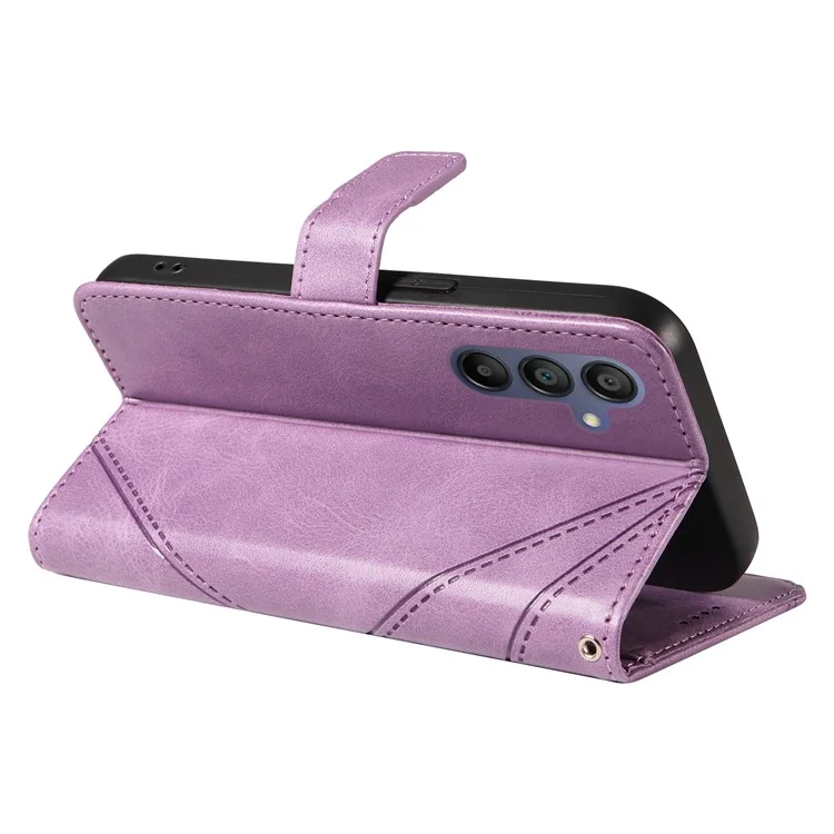 Per Samsung Galaxy A16 5G / A16 4G Custodia in Pelle Linea Geometrica Portafoglio Cover per Telefono con Cinturino da Polso - Viola
