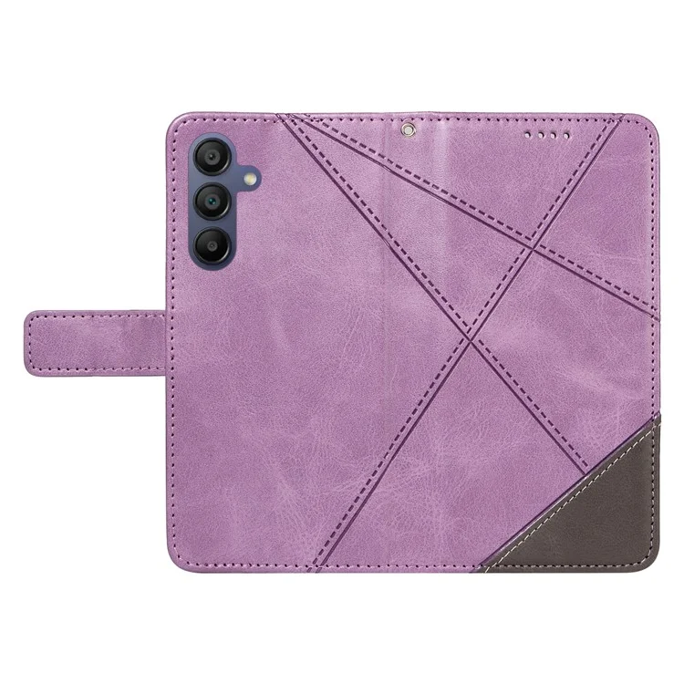 Per Samsung Galaxy A16 5G / A16 4G Custodia in Pelle Linea Geometrica Portafoglio Cover per Telefono con Cinturino da Polso - Viola