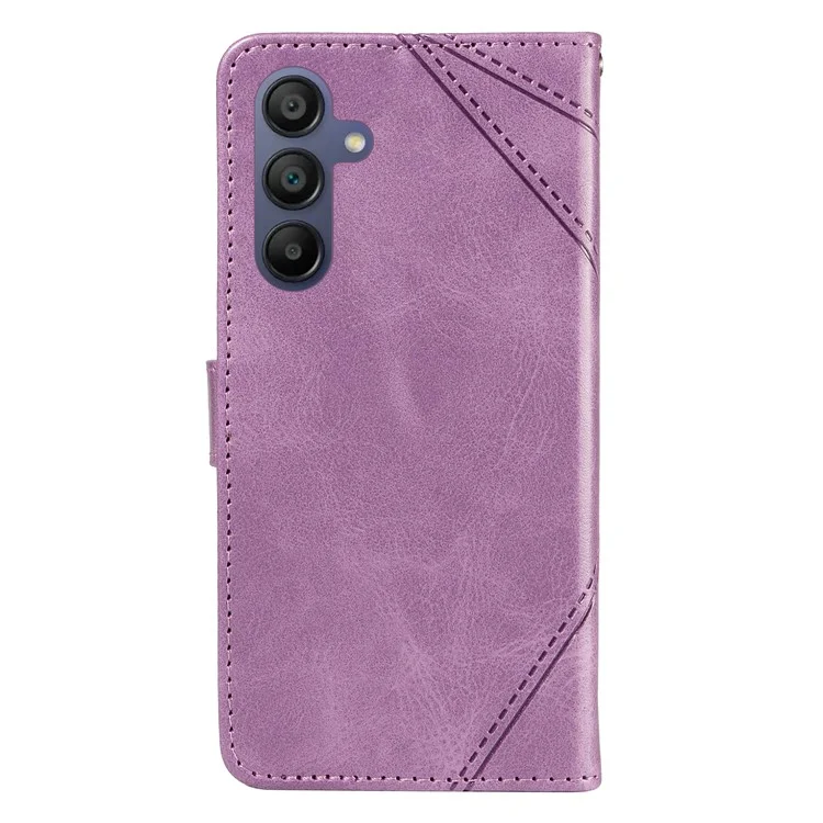 Per Samsung Galaxy A16 5G / A16 4G Custodia in Pelle Linea Geometrica Portafoglio Cover per Telefono con Cinturino da Polso - Viola