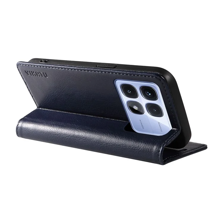 YIKATU YK-006 For Xiaomi Redmi K70 Ultra Case Wallet Litchi Grain Leather Phone Cover Magnetic Auto-Absorbed - Navy Blue