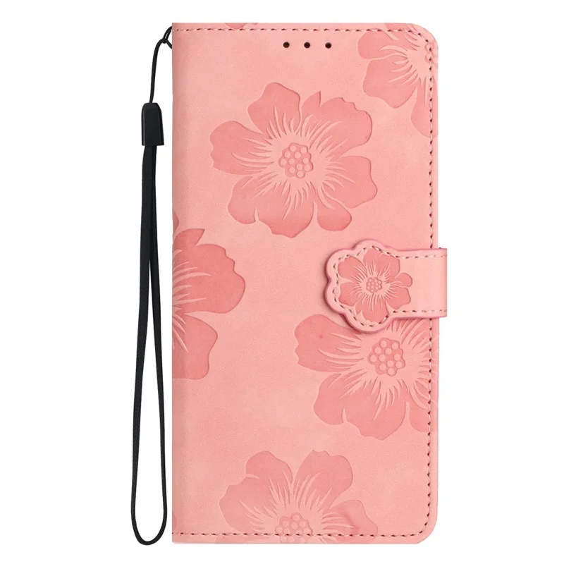 For OnePlus Nord 4 Case Flower Design Leather Wallet Phone Cover with Wrist Strap - Pink