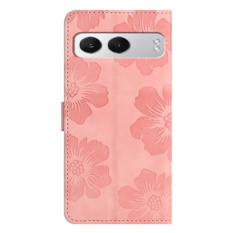 For OnePlus Nord 4 Case Flower Design Leather Wallet Phone Cover with Wrist Strap - Pink