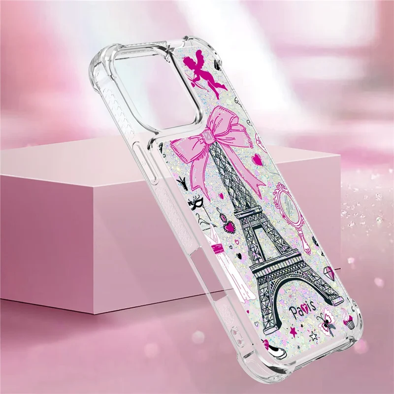 For iPhone 16 Pro Max TPU Case with Quicksand and Pattern Printed - Mirror / Tower