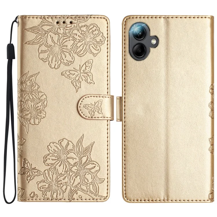 Для Samsung Galaxy A06 Case Butterfly Crownpoo-защищенная Кожаная Обложка pu Кожаный Кожаный Кожи - Золото