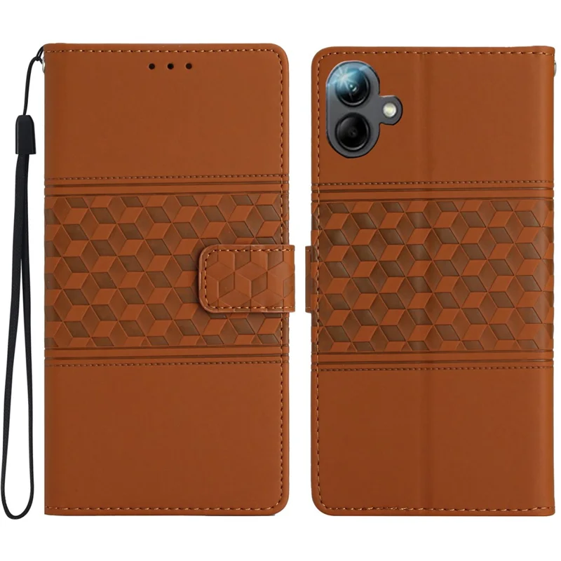 Para Samsung Galaxy A06 Case Rhombus Leather Horizontal Flip Phone Cover - Marrom