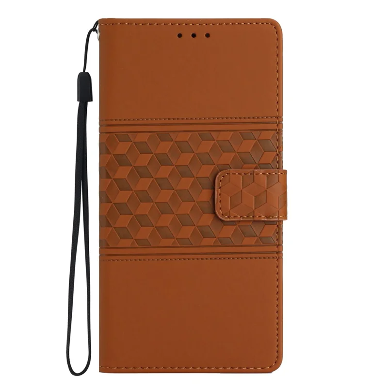 Para Samsung Galaxy A06 Case Rhombus Leather Horizontal Flip Phone Cover - Marrom