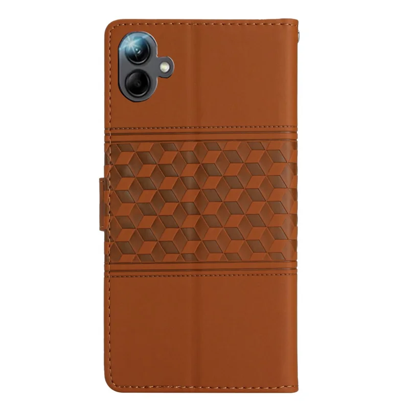 Para Samsung Galaxy A06 Case Rhombus Leather Horizontal Flip Phone Cover - Marrom