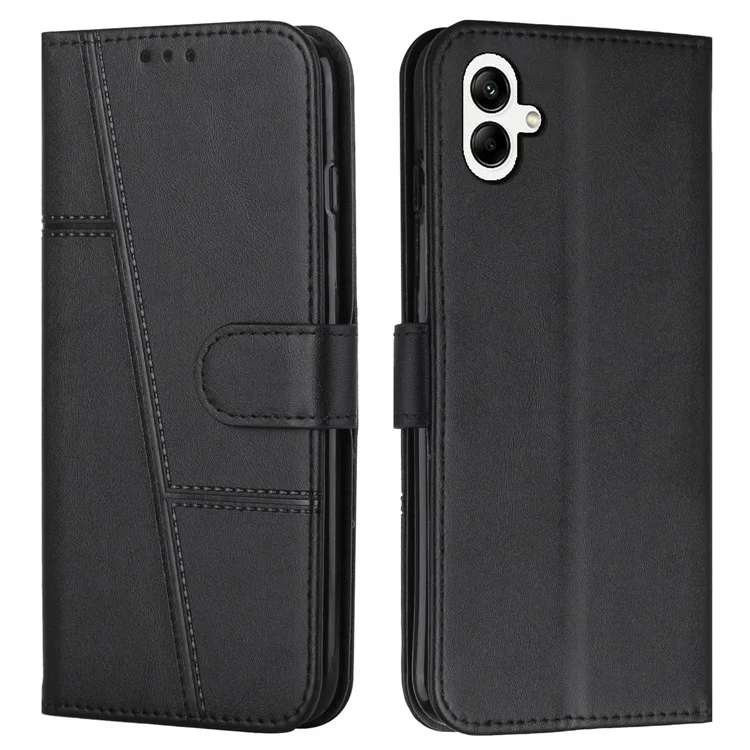 Для чехла Samsung Galaxy A06 Case Stand Flip Protective Leather Phone Cover - Черный