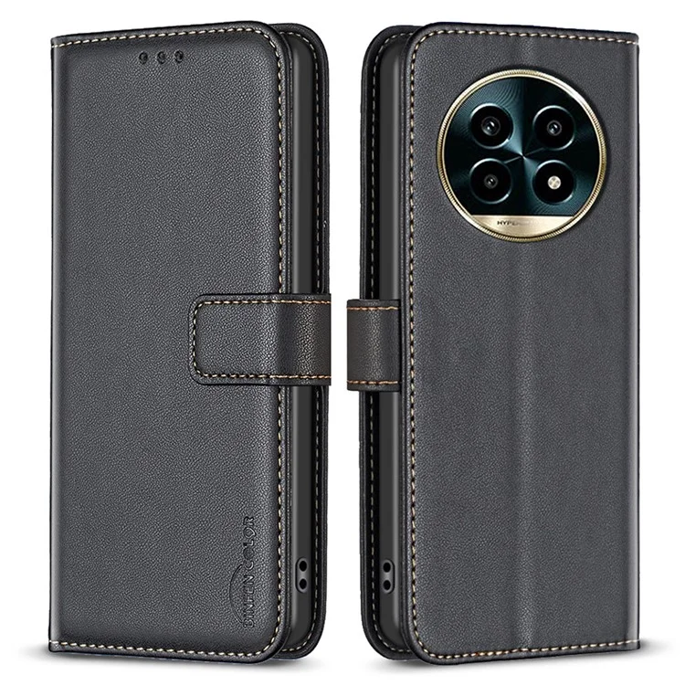 BINFEN COLOR BF17 For Realme 13 Pro 5G (Global) / 13 Pro+ 5G (Global) Case Wallet Folio Flip Leather Cover - Black
