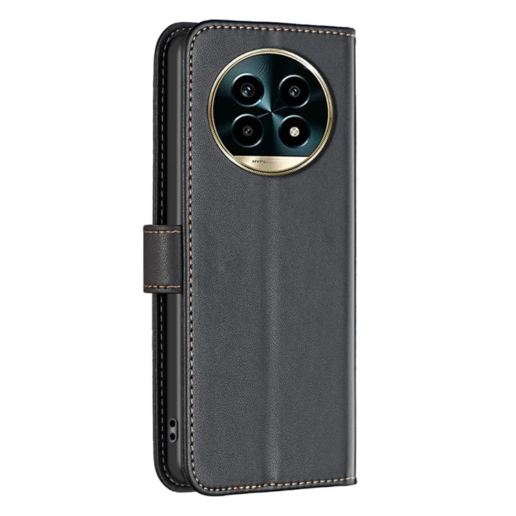 BINFEN COLOR BF17 For Realme 13 Pro 5G (Global) / 13 Pro+ 5G (Global) Case Wallet Folio Flip Leather Cover - Black