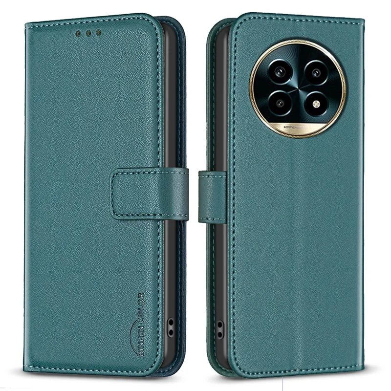 BINFEN COLOR BF17 For Realme 13 Pro 5G (Global) / 13 Pro+ 5G (Global) Case Wallet Folio Flip Leather Cover - Green