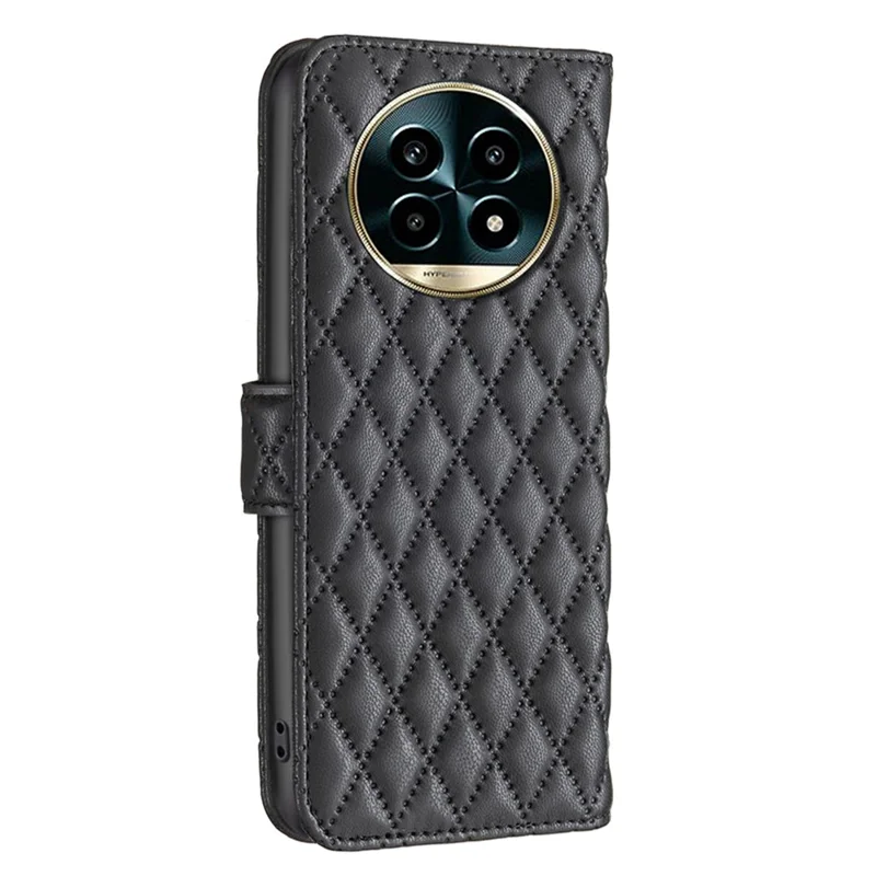 Binfen Color BF Style-14 Pour Realme 13 Pro + 5G / 13 Pro 5G Case Rhombus Phone Téléphon de Couverture en Cuir - Noir