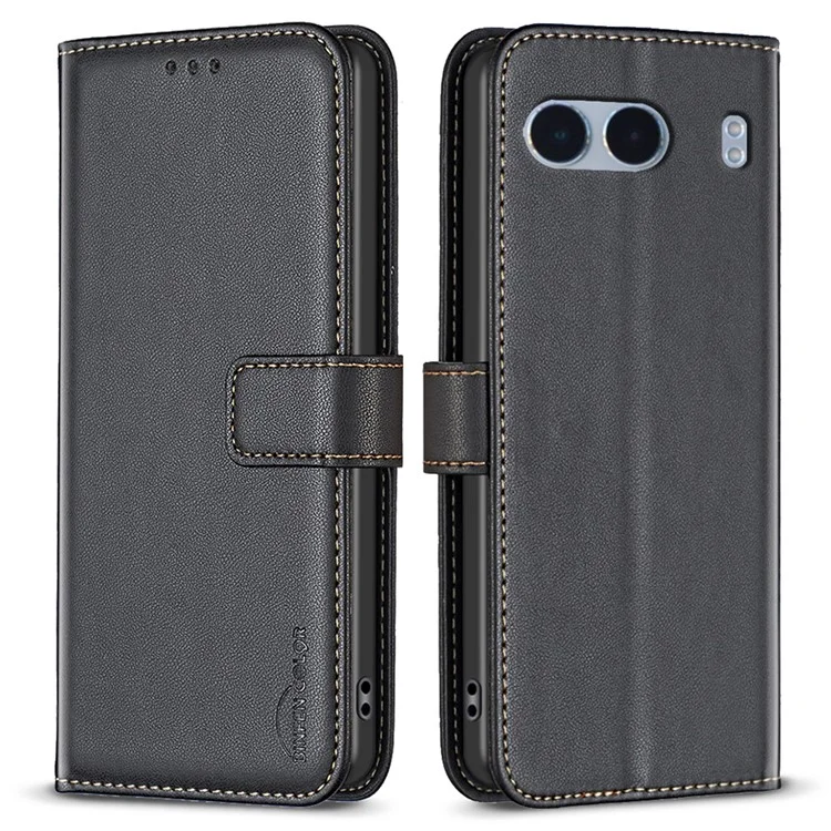 BINFEN COLOR BF17 For OnePlus Nord 4 Case Wallet Folio Flip Leather Cover - Black