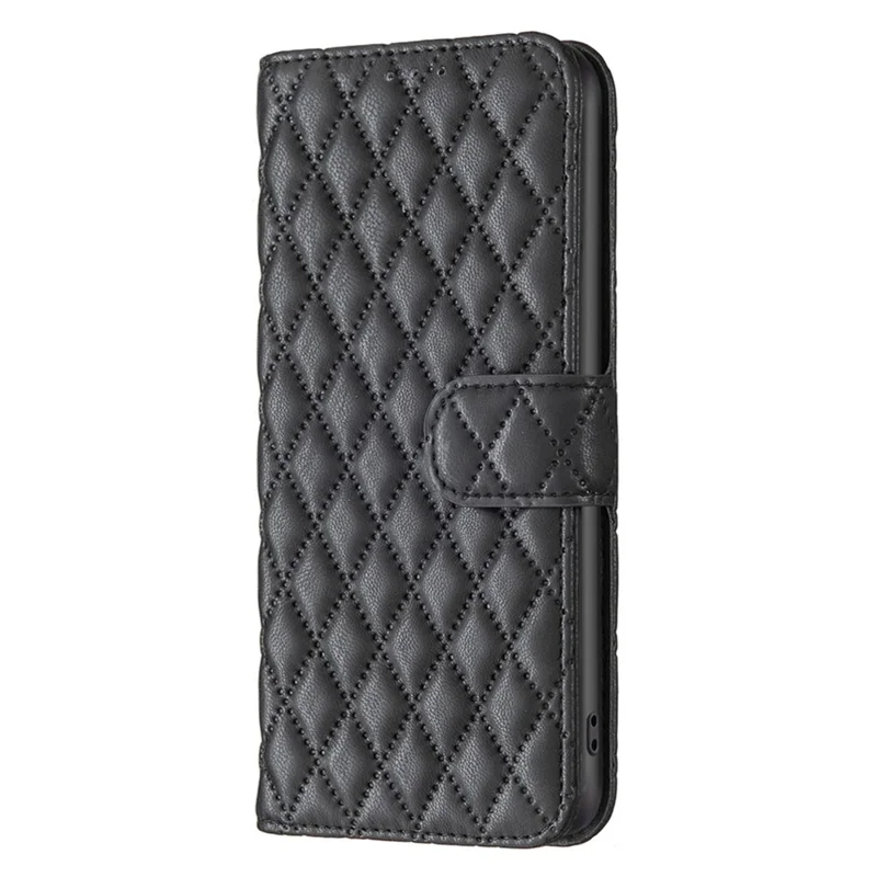 BINFEN COLOR BF Estilo-14 Para Capa OnePlus Nord 4 Couro de Telefone com Desenho Losango - Preto