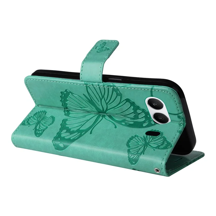 Série de fleurs d'impression KT pour le boîtier OnePlus Nord 4 - Floral Butterfly Leather Wallet Phone Cover - Vert