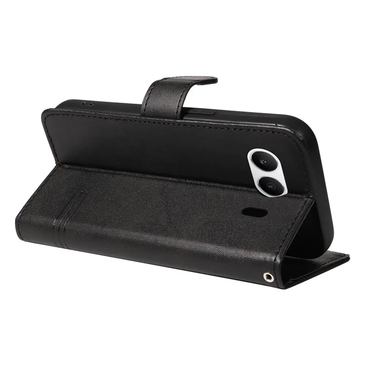 For OnePlus Nord 4 Case Flip Wallet T-Shape Lines Leather Phone Cover - Black