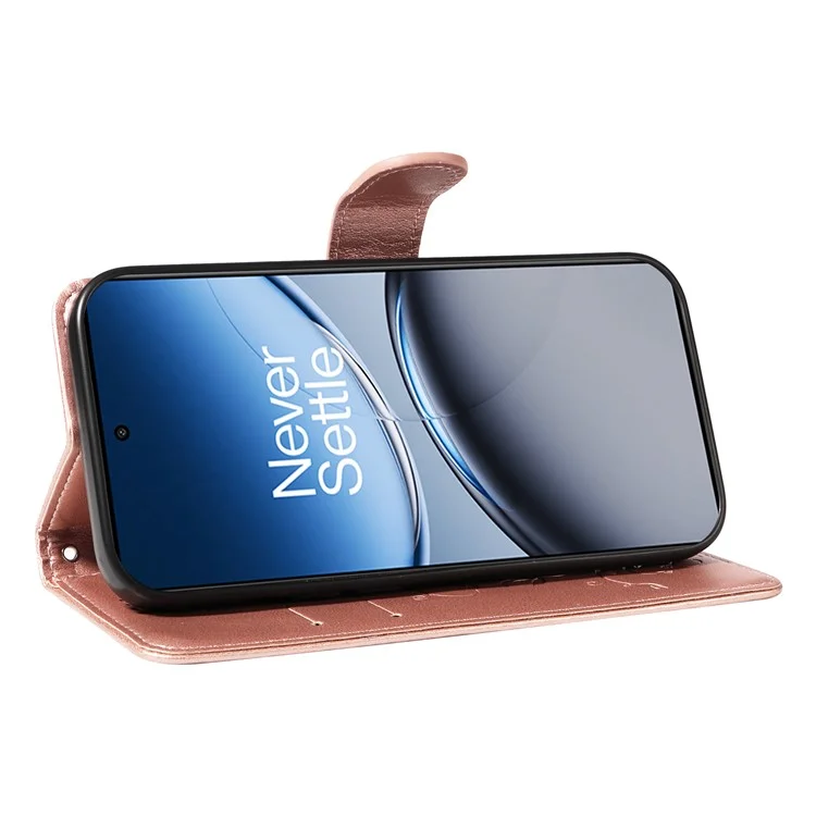 Per OnePlus Nord 4 Case Flower Pattern PU Leather Wallet Phone Cover - Rose Gold