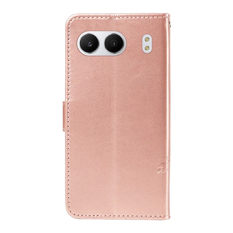 Per OnePlus Nord 4 Case Flower Pattern PU Leather Wallet Phone Cover - Rose Gold
