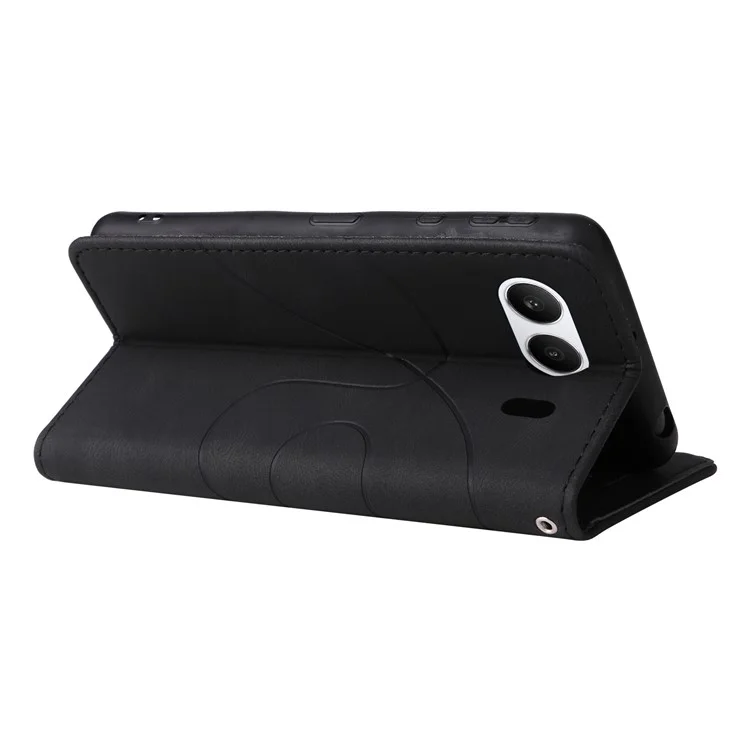 For OnePlus Nord 4 Leather Case Wallet Stand Color Splicing Phone Cover  - Black
