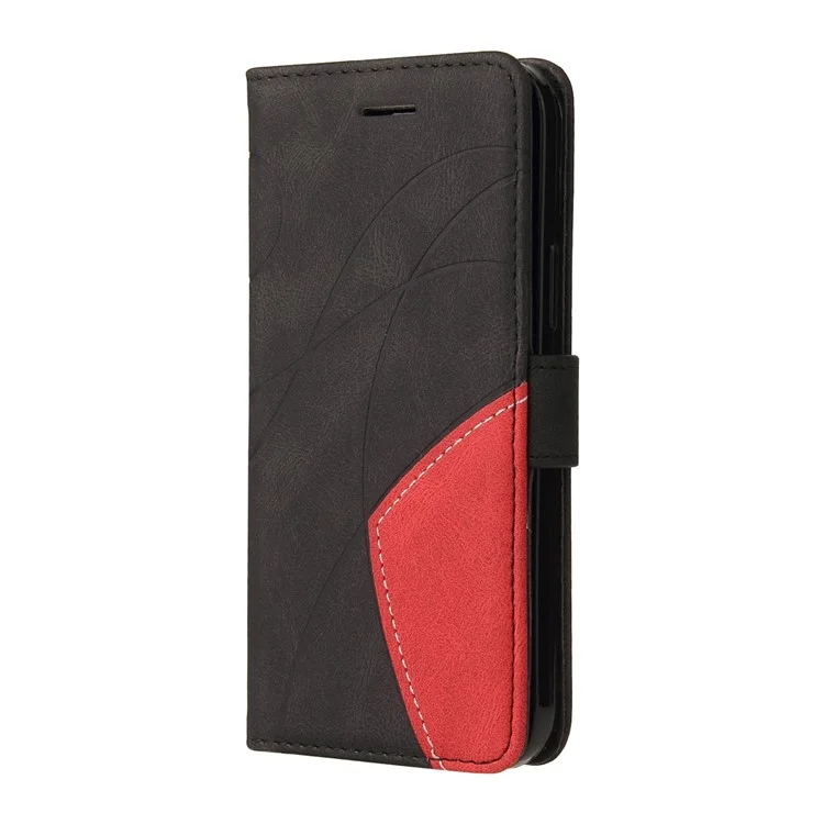 For OnePlus Nord 4 Leather Case Wallet Stand Color Splicing Phone Cover  - Black