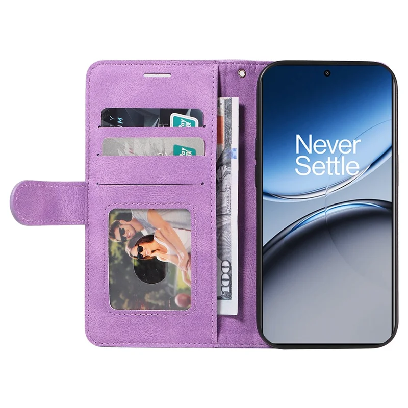 For OnePlus Nord 4 Leather Case Wallet Stand Color Splicing Phone Cover  - Purple