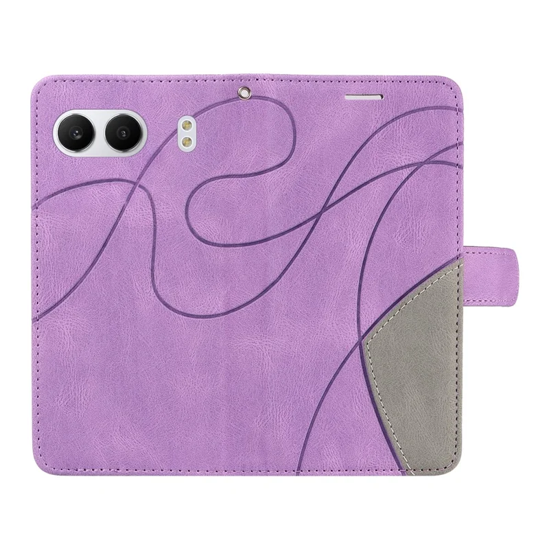For OnePlus Nord 4 Leather Case Wallet Stand Color Splicing Phone Cover  - Purple