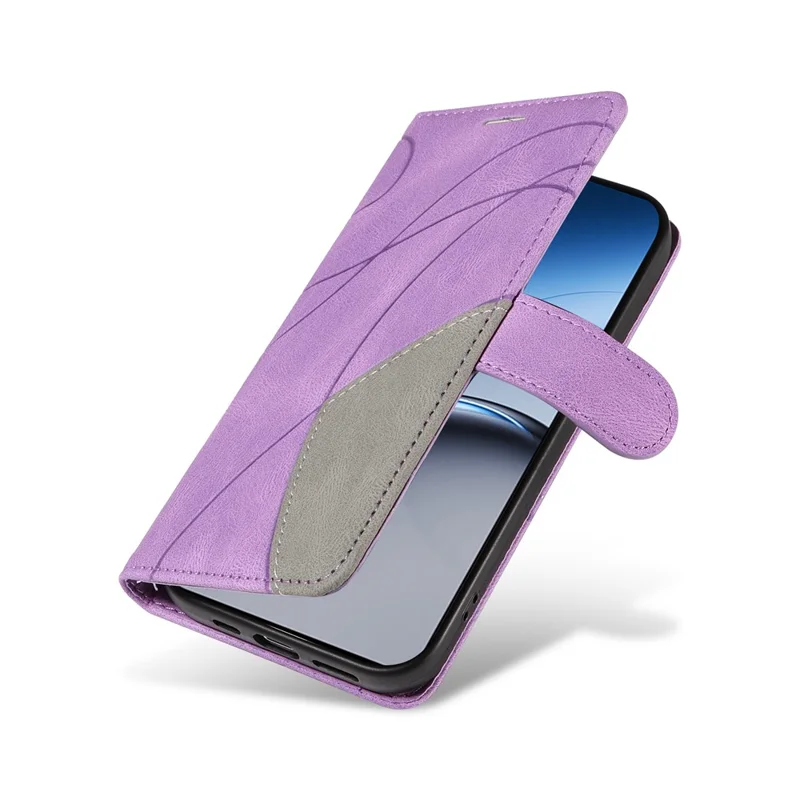 For OnePlus Nord 4 Leather Case Wallet Stand Color Splicing Phone Cover  - Purple