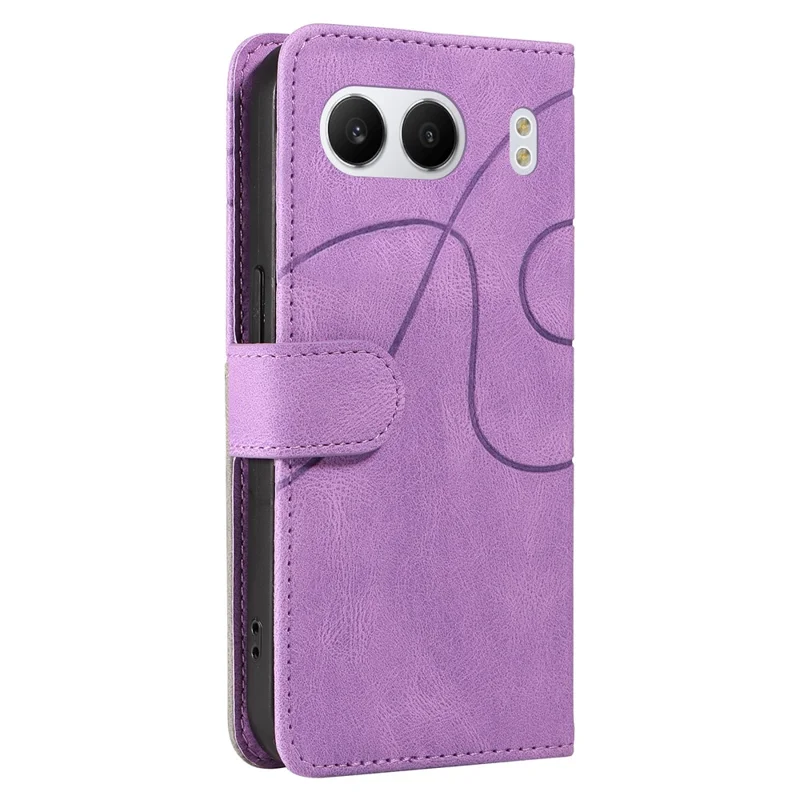 For OnePlus Nord 4 Leather Case Wallet Stand Color Splicing Phone Cover  - Purple