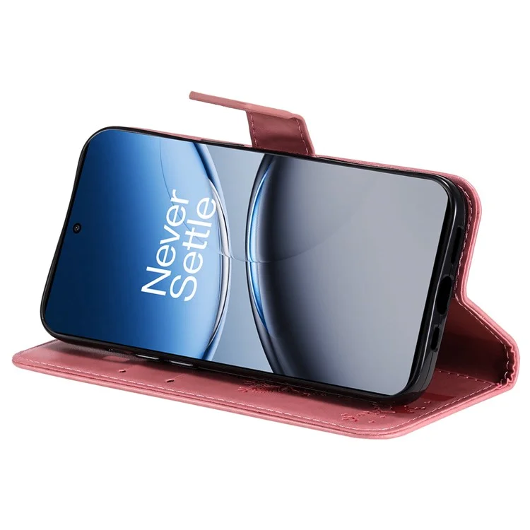 KT Imprinting Flower Series-3 Per OnePlus Nord 4 Case Albero a Gatto Modello Flip Custodia in Pelle per Telefono - Rosa