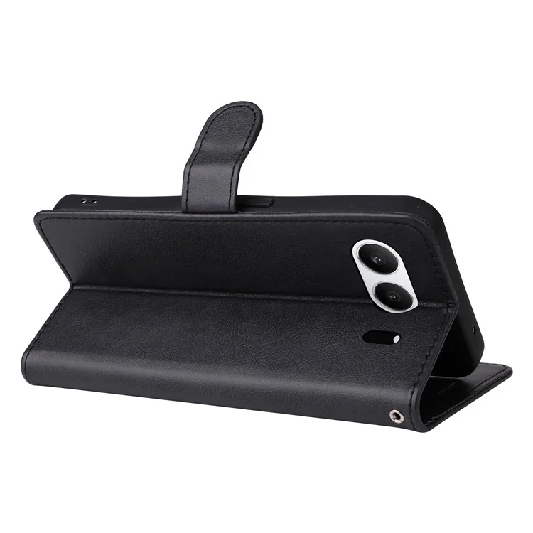 KT Leather Series-2 per OnePlus Nord 4 Case Colore Solido Custodia Telefonica in Pelle Portafoglio Stand - Nero