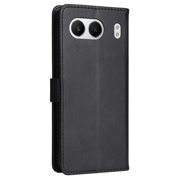 KT Leather Series-2 per OnePlus Nord 4 Case Colore Solido Custodia Telefonica in Pelle Portafoglio Stand - Nero