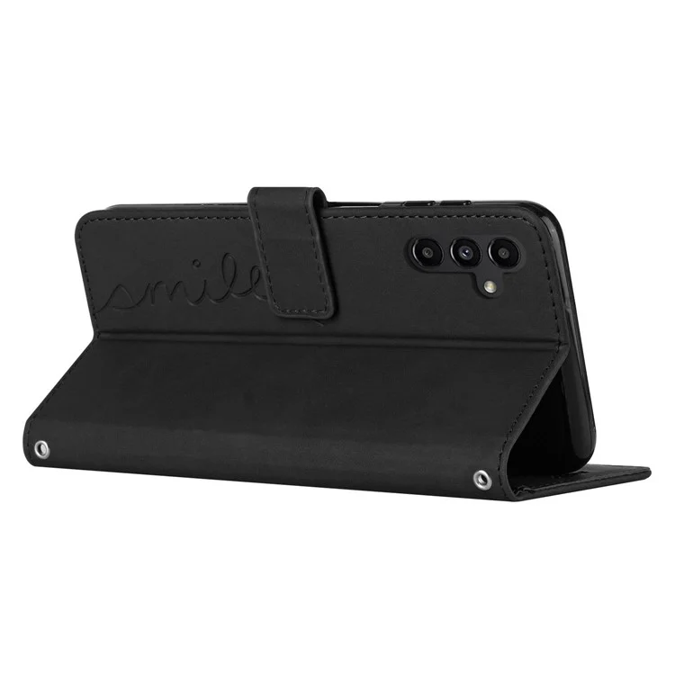Pour Samsung Galaxy A16 5G / A16 4G Étui Support de Visualisation Housse de Téléphone en Cuir PU avec Motif Imprimé - Noir
