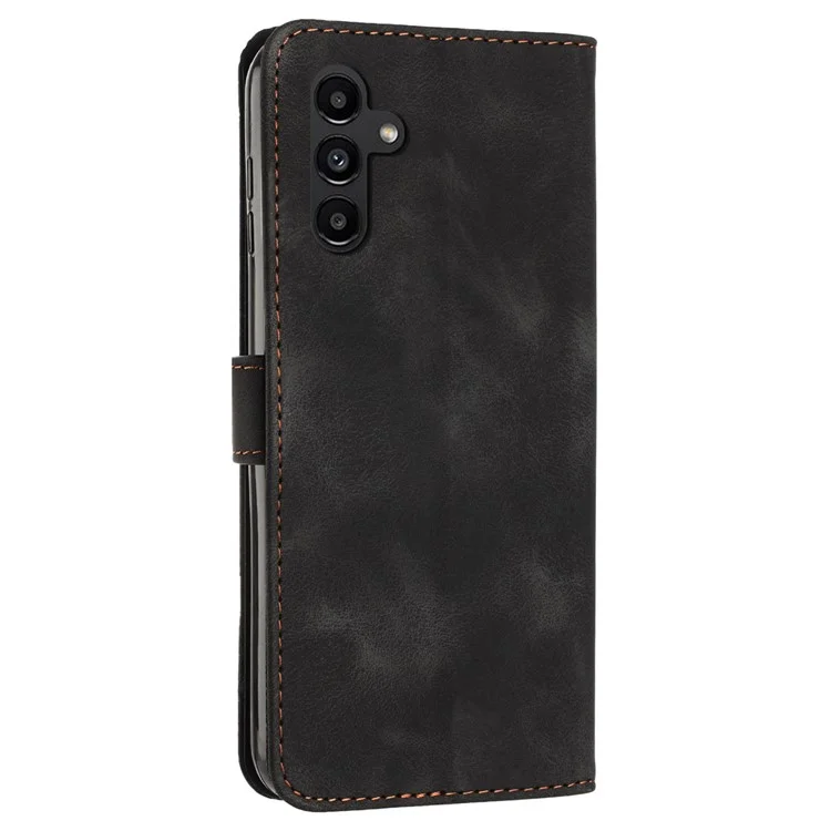 Para Samsung Galaxy A16 5G / A16 4G Capa Case Padrão de Triângulo Cobertura de Telefone de Couro com Alça de Mão Slots de Cartão - Preto