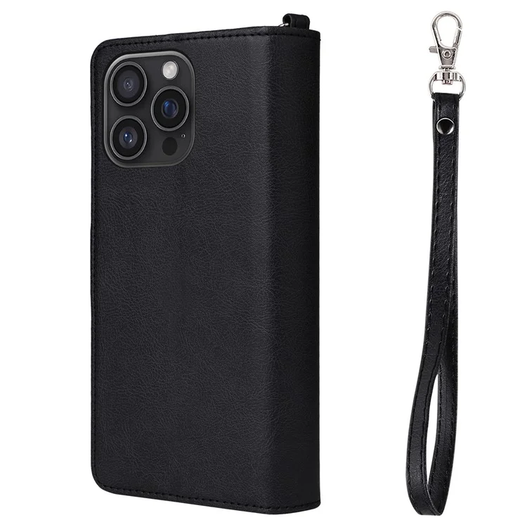 KT Multi-Functional Series-4 para iPhone 16 Pro Max Funda Desmontable de Cuero de PU con Cremallera - Negro