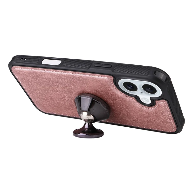 For iPhone 16 Plus Magnetic Leather Case Mobile Cover with Detachable Zipper Wallet Strap - Rose Gold