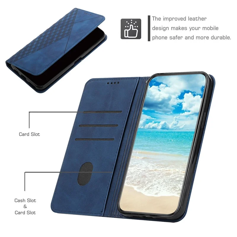 For Samsung Galaxy M35 5G Phone Cover Imprinted PU Leather Wallet Stand Case - Sapphire