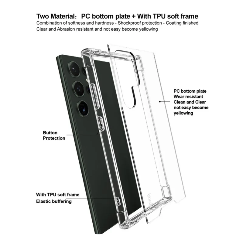 IMAK For Samsung Galaxy S24 Ultra Case PC+TPU Shockproof Clear Phone Cover