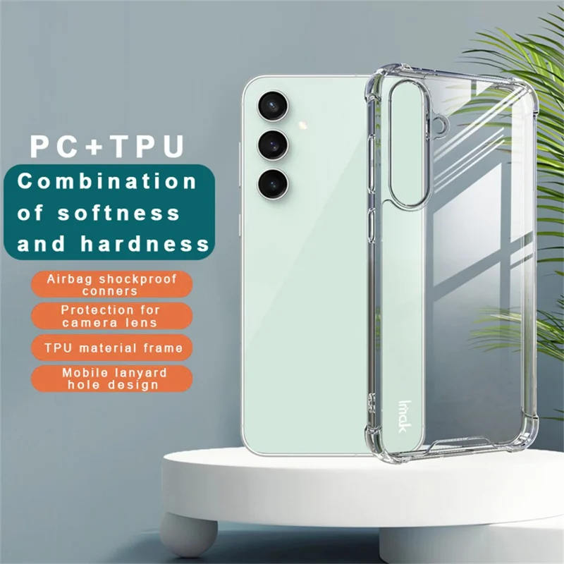 IMAK Para Samsung Galaxy S24 FE Case PC+TPU Capa de Telefone À Prova de Choque Transparente
