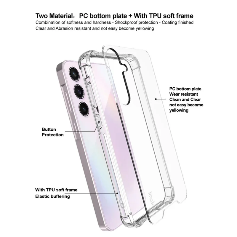 IMAK til Samsung Galaxy A55 5G Case PC+TPU stødfast klart telefonhylster