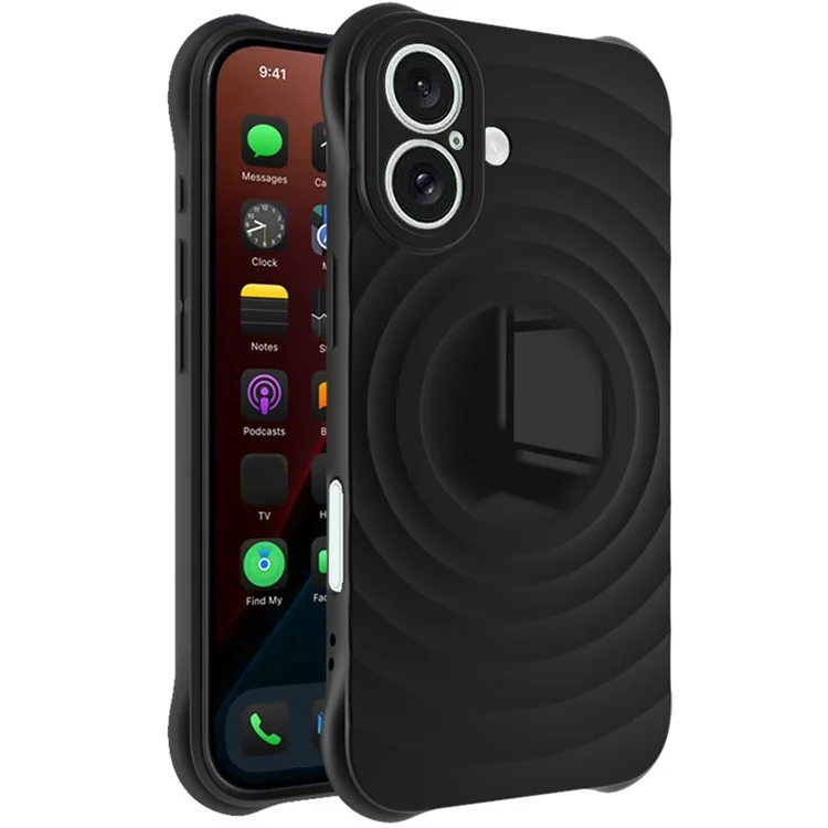IMAK UC-6 Series for iPhone 16 Case Water Drop Texture Anti-Skid Matte TPU Cover - Matte Black