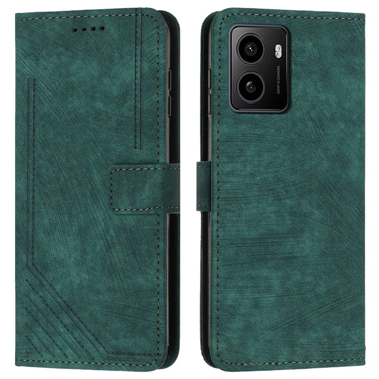 Для HMD Pulse / Pulse Plus / Pulse Pro Case Imprindted Lines Кожаная Телефонная Крышка Складной Подставки Для Складки Книги - Зеленый