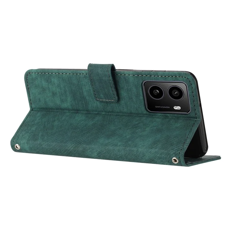 Для HMD Pulse / Pulse Plus / Pulse Pro Case Imprindted Lines Кожаная Телефонная Крышка Складной Подставки Для Складки Книги - Зеленый