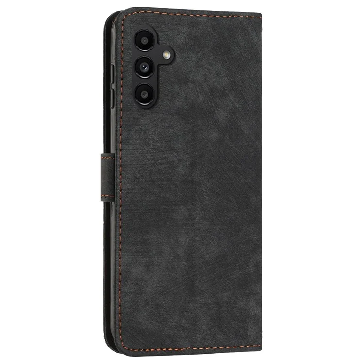 Für Samsung Galaxy M35 5G Hülle Bedruckte Linien Leder Handyhülle Buchstil Faltbarer Ständer - Schwarz